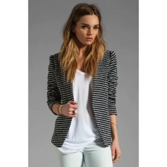 Theory Black and White Striped Blazer - Picture 1 of 11